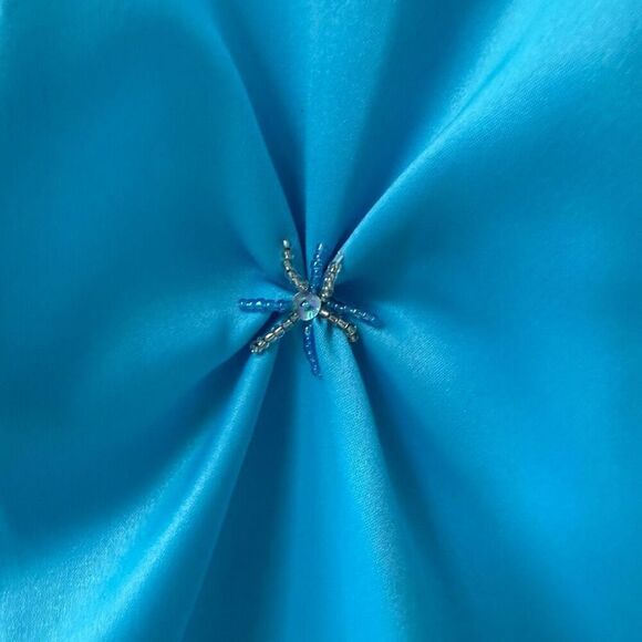 Vintage Y2K Masquerade Turquoise Blue Cinderella Gown Formal Dress 7 8 - Picture 12 of 12